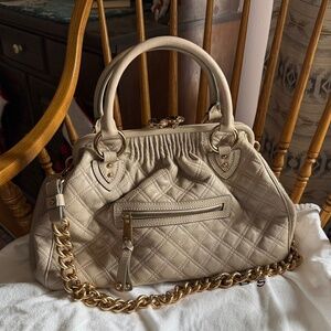 MARC JACOBS Resort 2005 Quilted Stam in Putty/Blue Suede Lining (Rare/HTF!)